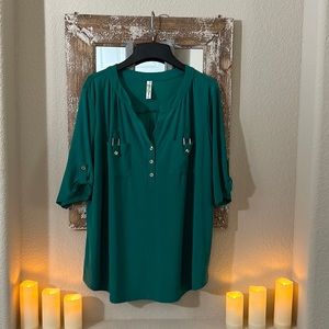 PerSeption Women size 2X Blouse Evergreen